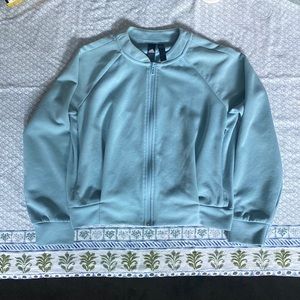 Adidas Bomber Style Full-Zip Sweatshirt, XS, Silver Blue